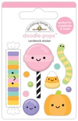 Doodlebug Stickers Doodle-Pop 3D Hello Sugar Candy Corn Worm Pumpkin Sucker Dots