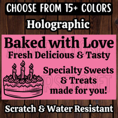 50 BAKERY 2.25″ LABELS CAKE DESSERT TREATS CUSTOM SCRATCH RESISTANT