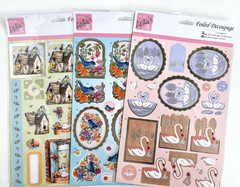 Anita’s Foiled Decoupage Nature Swans Birds Floral Craft Cardmaking 3pc Lot