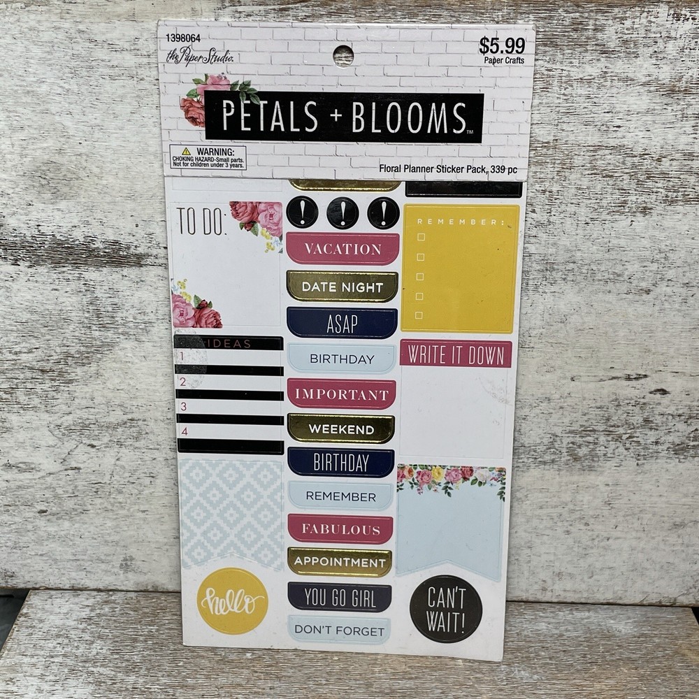 The Paper Studio Floral Planner Stickers Petals + Blooms 8 Sheets, 339 pcs New