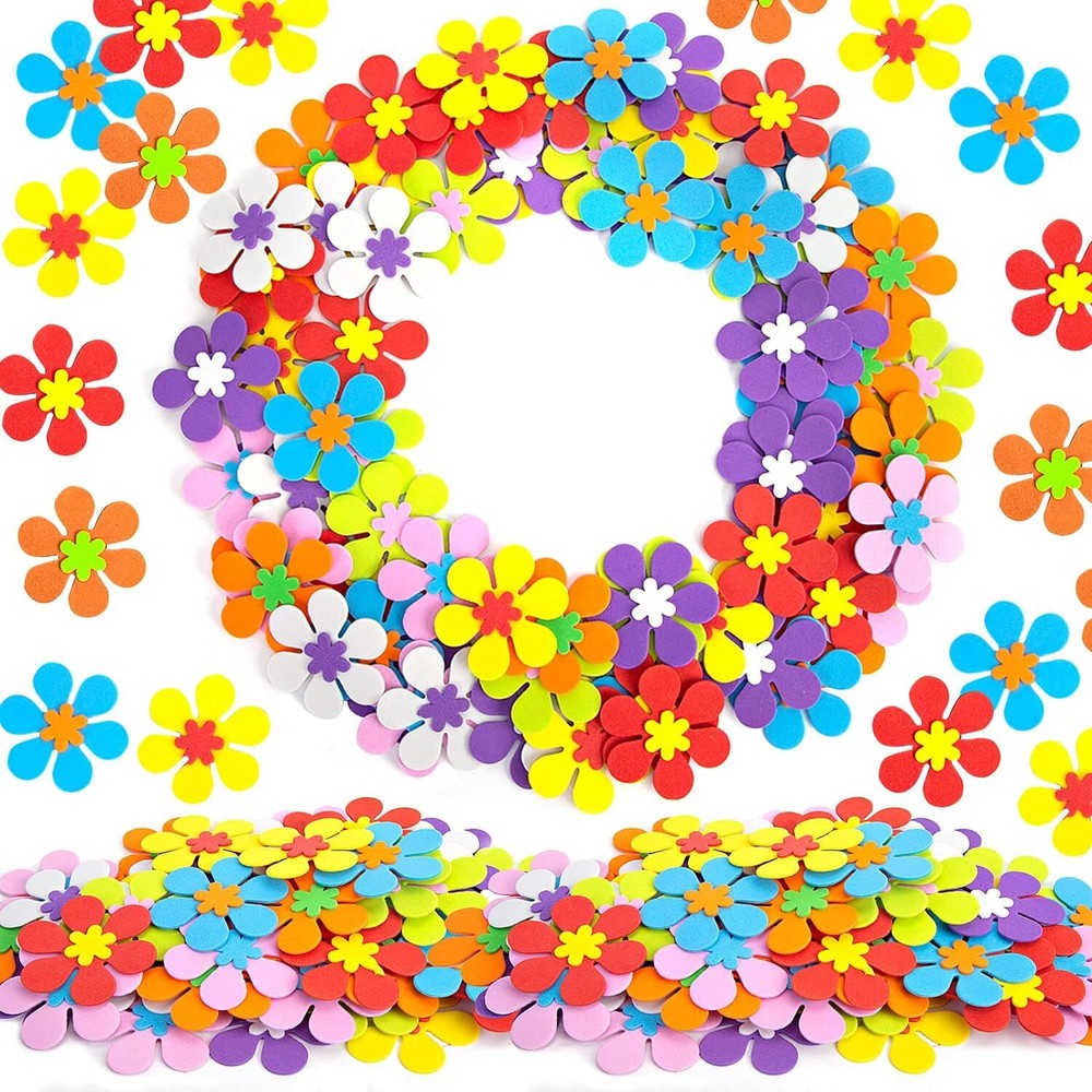160 PCS Foam Flower Shapes Sticker for Kids DIY Art Project Hand Craf