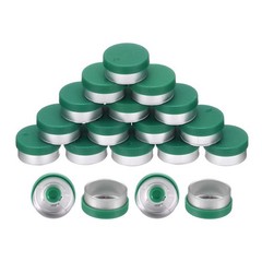 200PCS 13mm Burr-Free Cap for Glass Vial Bottles, Green/Silver