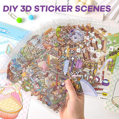 20 Sets of DIY 3D House Scene Cute Cartoon Stickers Kit for Kids & Adults