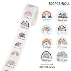 500pcs 1.5in Rainbow Sticker Thank You Print Wedding / Birthday Gift Wrap Decor