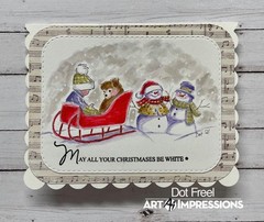 New ART IMPRESSIONS cl rubber Stamp WATERCOLOR WINTER SNOWMEN SET free USA ship