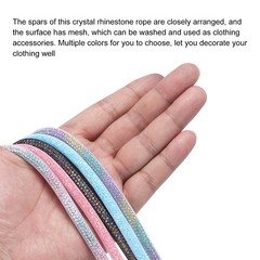 6mm x 120cm Rhinestone Tube Rope Bling Crystal White Mesh Light Blue Sequins