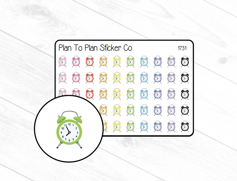 1731~~Alarm Clock Planner Stickers.