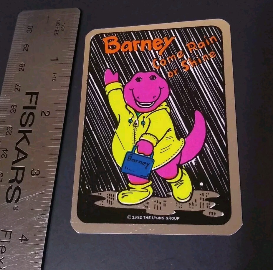 Vintage Stickers Barney Dinosaur Foil Mylar Vending Machine Sticker Reflective