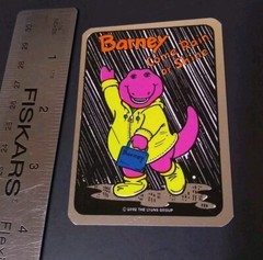 Vintage Stickers Barney Dinosaur Foil Mylar Vending Machine Sticker Reflective