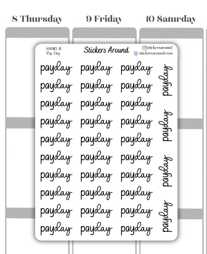 PayDay Duo Font Script Planner Sticker, Finance Script Sticker, Pay Day Sticker