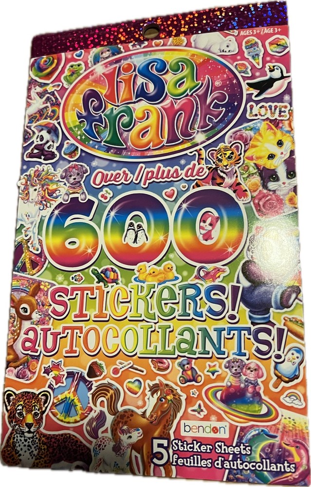 1 new Lisa Frank Sticker Book 600 Stickers 5 full page’s colorful collection