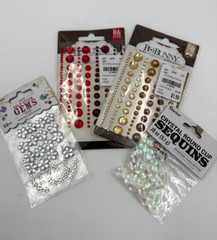 Misc Scrapbook & Card Making Embellishments, Glitter, Gems, Various Colors, USED
