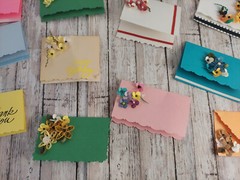 Vtg Paper Quilling Small Note Cards Handmade Ephemera Junk Journal Supplies READ