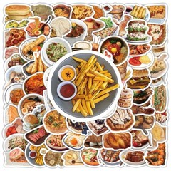 30Pcs Random Cute Yummy Food Stickers Set Snack Stickers