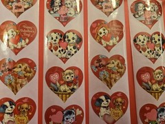 16 Vintage Style Valentine Stickers/Retro Style Valentine Stickers/Heart Sticker