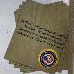 Chipboard Sheets 8.5 X 11 Brown Kraft Card 30pt Medium 25 Count Pack Scrapbook