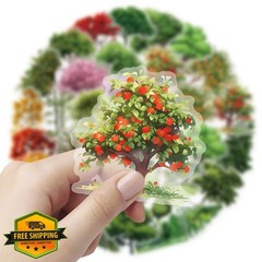 Qaxrocyn Aesthetic Tree Polyester Stickers 50pc