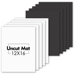 10 Pack 12×16 Inch Uncut Matte Boards White/Black Backing Center Prints Frames
