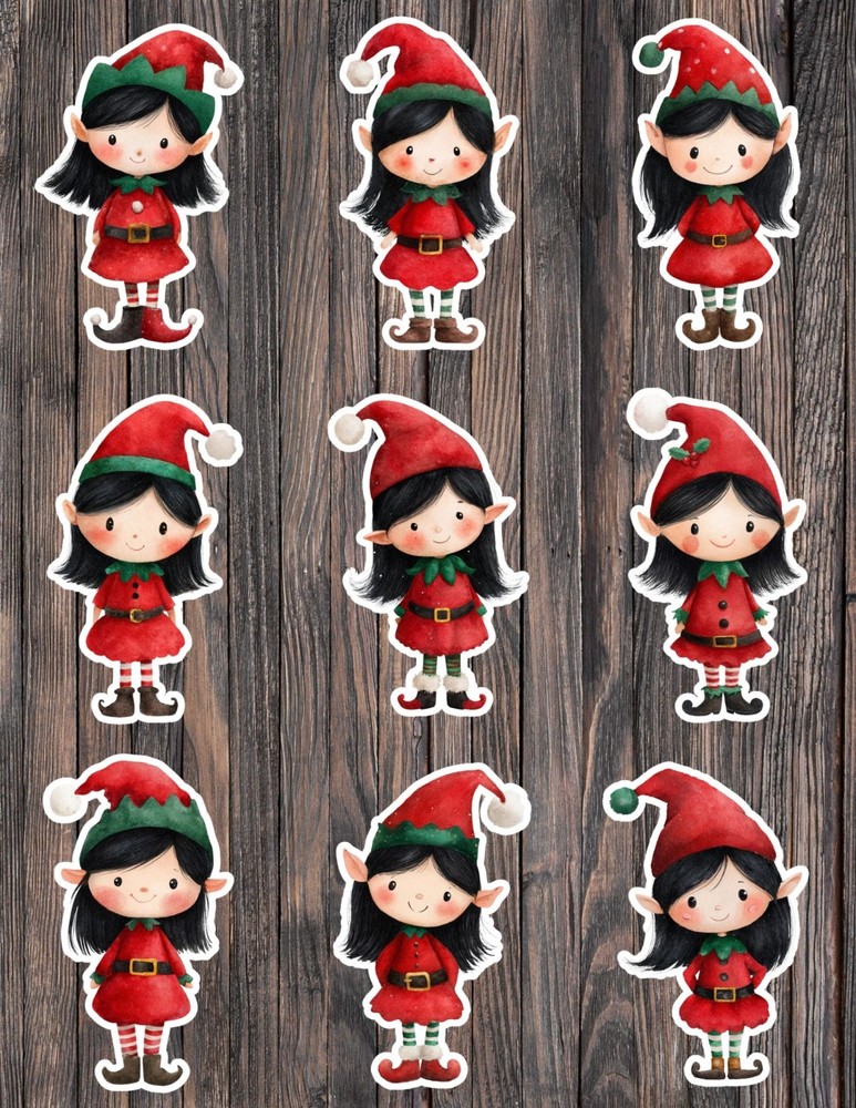 Cute Red Elf Girl Die Cut Vinyl Stickers Scrapbooking Laptop Waterbottle