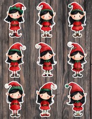 Cute Red Elf Girl Die Cut Vinyl Stickers Scrapbooking Laptop Waterbottle