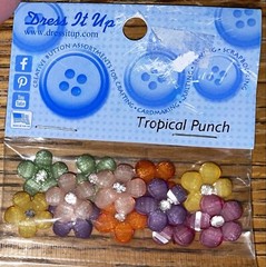 Dress it up Memory Mates- Tropical Punch -Flowers W/Gem Scrapbook Embellishments