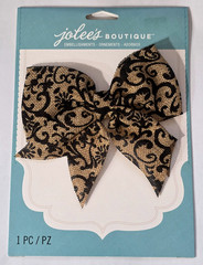 Jolee’s Boutique Embellishments BLACK SCROLL BURLAP LARGE BOW