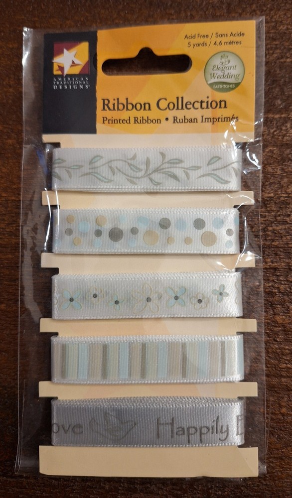 American Traditional Designs Printed Ribbon-Elegant Wed-Happily Ever After-5 Yds