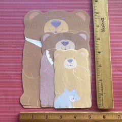 Vintage 1989 Three Teddy Bears Diecut Note Stationery Paper – 6 Sheets Total Lot