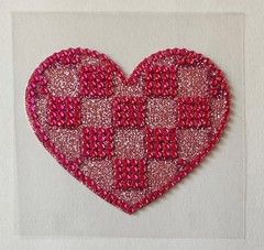 2-inch Rhinestone & Glitter Pink Heart Adhesive Gem/Sticker, Embellishment/Bling