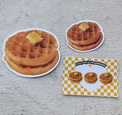 Food Butter Waffle Stickers Maple Syrup Chocolate Breakfast Delicious Lot 3 Pcs