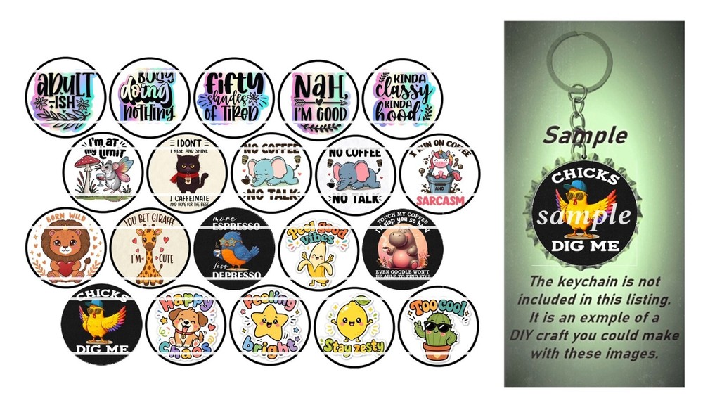Bottle Cap Images (25mm) 1″ Precut ~ Fun quotes for DIY images