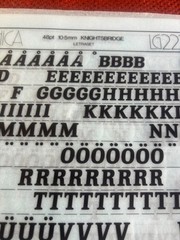 SEVEN (7) Letraset INSTANT LETTERING Transfer Letters Knightsbridge 48pt NICE 2