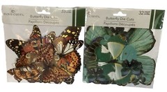 2 Packs Floral Garden Butterfly Die Cuts Multi-Sized Green (32) Orange (33)