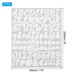 Alphabet Letters Numbers Stickers, 6 Sheets Self Adhesive Cursive Decal, White