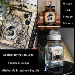 94 Pcs Dark Aesthetic Stickers for Journaling, Apothecary Potion Label Sticker B
