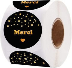 500PCS Kraft Merci French Thank You labels Stickers Envelope Package Seal 1.5″
