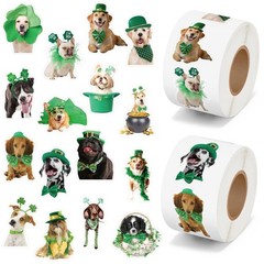 St. Patrick’s Day Sticker Rolls – 1000PCS Irish Shamrock Holiday Dog Stickers…