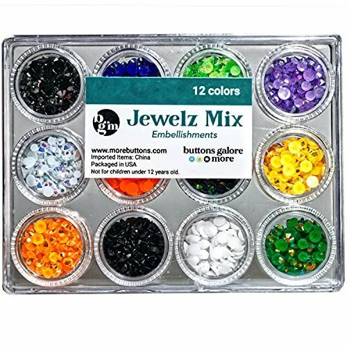 Buttons Galore Halloween Mix AB Flat Back Gems, Faceted Round Rhinestones 12 Ass