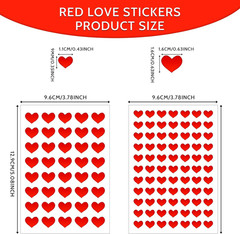 Red Heart Stickers, Copperplate Paper, Reusable, Self-Adhesive, 2 Sizes
