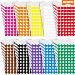 4800 Pieces 1/2 Inch Round Color Circle Dot Sticker Labels 10 Assorted Colors…
