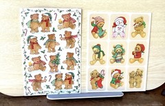 Lot of 4 Vintage Teddy Bear Christmas Sticker Sheets Hallmark AGC Loose Complete