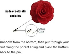 1 Red Lapel Flower Stick Brooch Pin Boutonniere for Suit Tuxedo Corsage