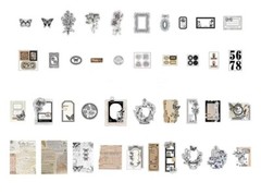 80/pk WHITE FLORAL Retro Scrapbook Accents Ephemera Stickers Art Junk Journal