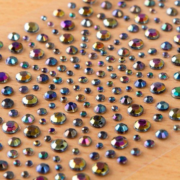 CraftbuddyUS 325pcs 2,3,4,5mm BLACK OIL Self Adhesive Rhinestone Gems, DIY Craft