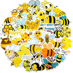 (50 pcs) Honey Bee Stickers Vinyl Stickers for Laptop Water Bottle Scrapbooking
