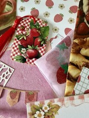 70 Pc Vintage Strawberry Junk Journal Kit Ephemera Recipe Tags Papers CottageCor