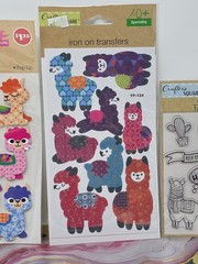 Crafters Square Llama Pop Up Stickers, Rub Ons, Iron Ons, Stamps, Lot Of 4