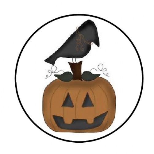 48 PRIMITIVE PUMPKIN CROW FALL ENVELOPE SEALS LABELS STICKERS 1.2″ ROUND