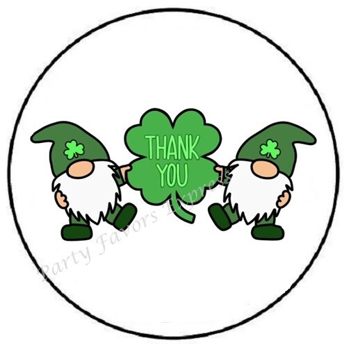 ST PATRICKS DAY GNOME THANK YOU ENVELOPE SEALS LABELS STICKERS PARTY FAVORS