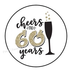 30 CHEERS TO 60 YEARS ENVELOPE SEALS LABELS STICKERS PARTY FAVORS 1.5″ ROUND